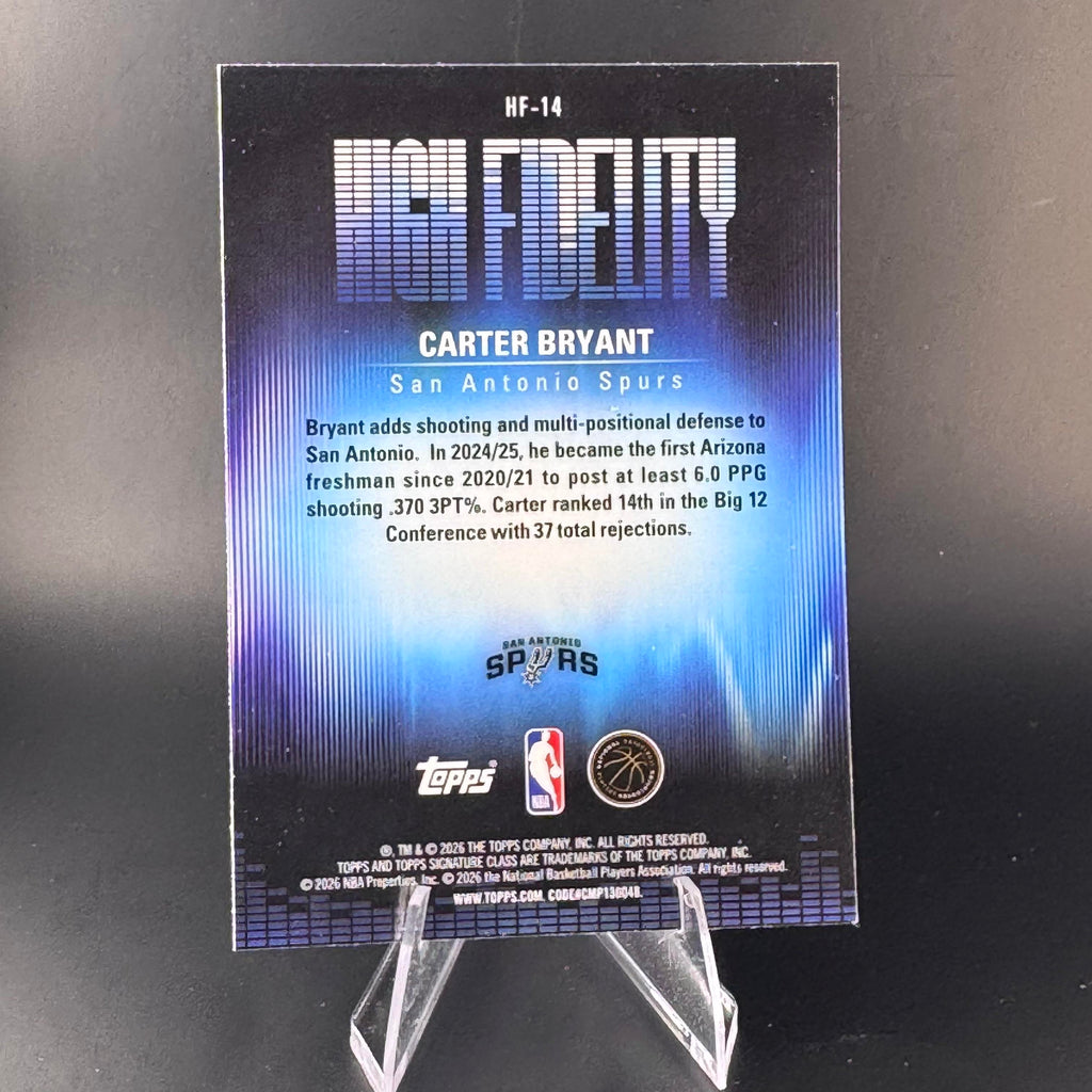 Carter Bryant #HF-14 High Fidelity 2025-26 Topps Signature Class Spurs