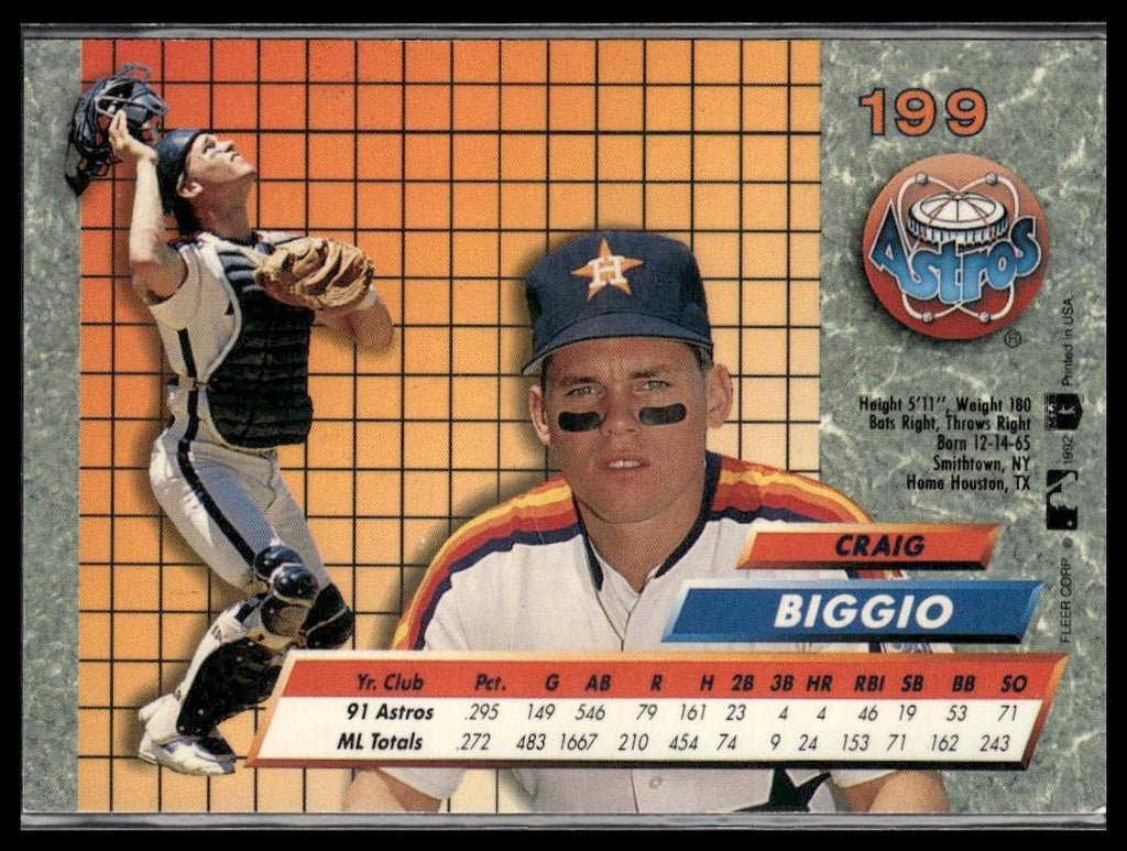 Craig Biggio #199 1992 Ultra Houston Astros