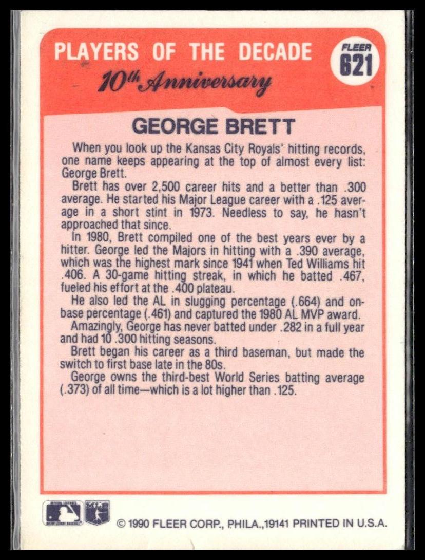 George Brett #621 1990 Fleer Canadian Kansas City Royals