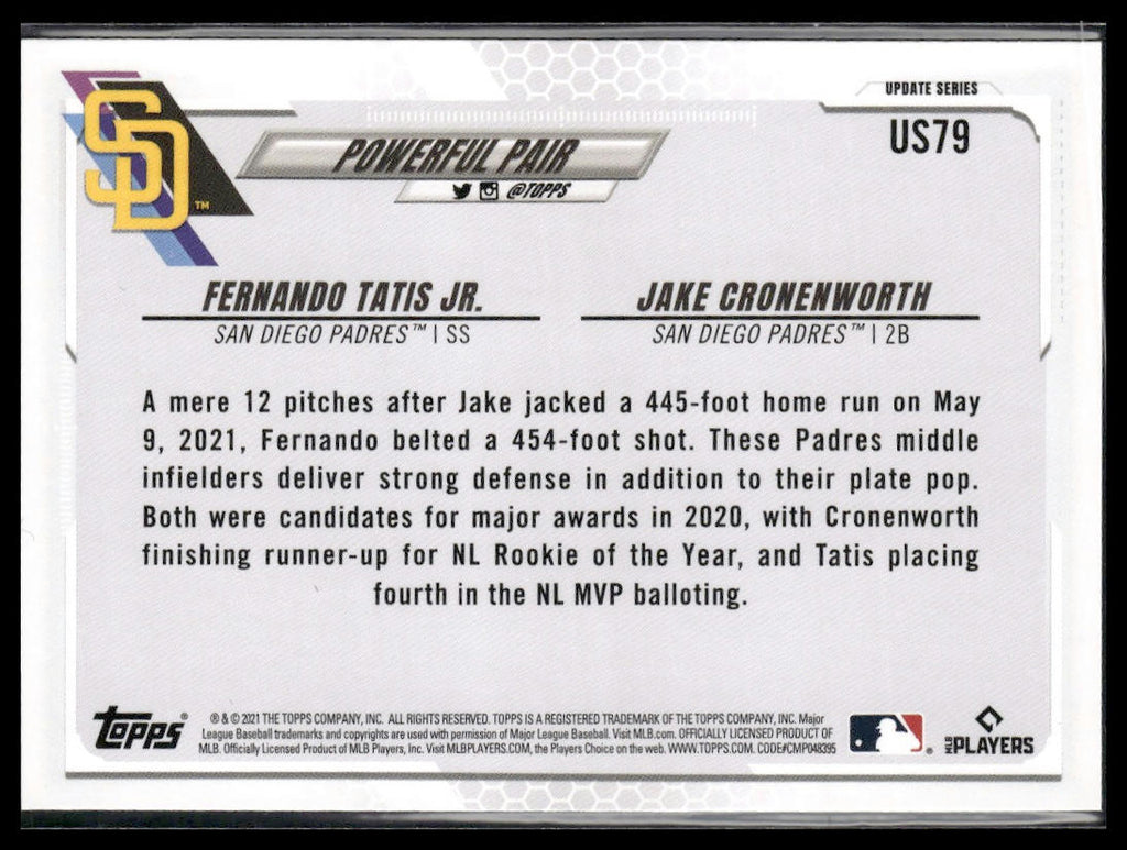 Powerful Pair Tatis Jr. / Cronenworth #US79 2021 Topps Update San Diego Padres