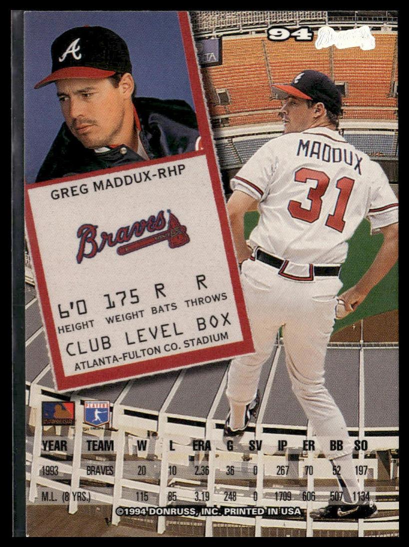 Greg Maddux #94 1994 Leaf Atlanta Braves