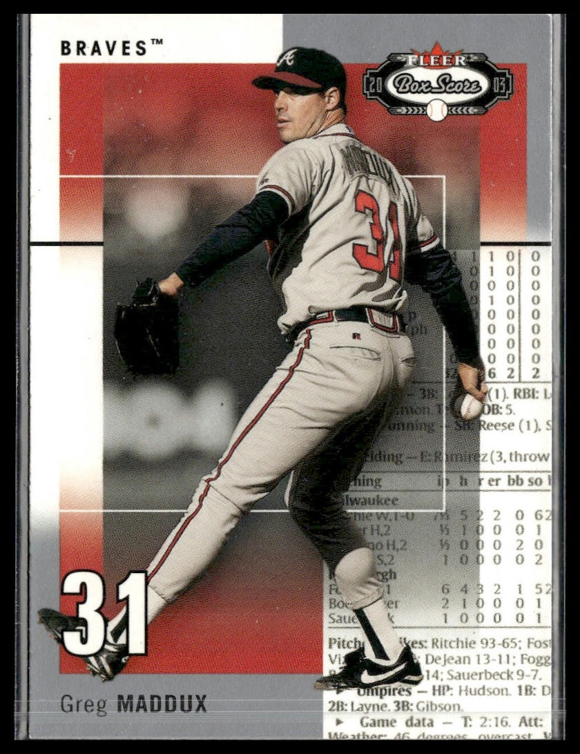 Greg Maddux #29 2003 Fleer Box Score Atlanta Braves