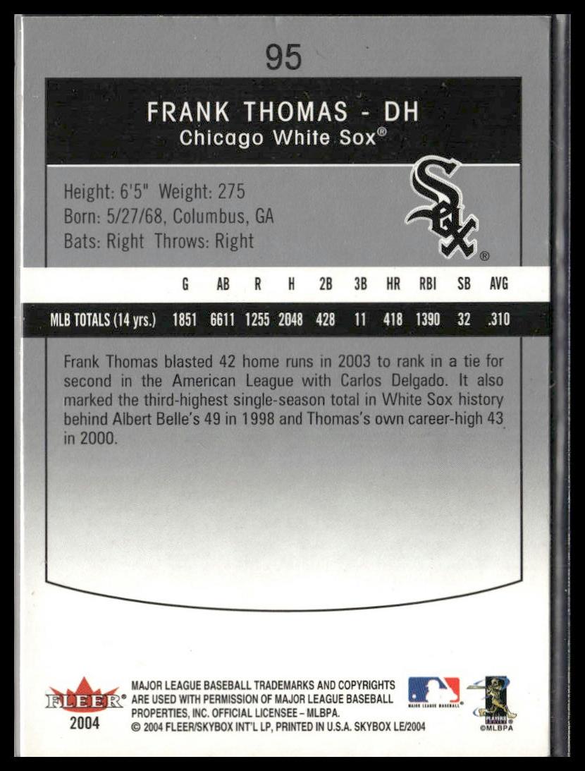 Frank Thomas #95 Retail 2004 SkyBox LE Chicago White Sox