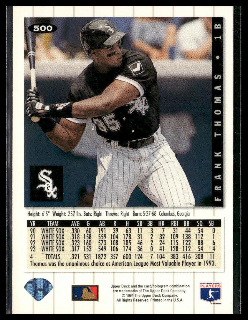 Frank Thomas #500 1994 Collector's Choice Chicago White Sox