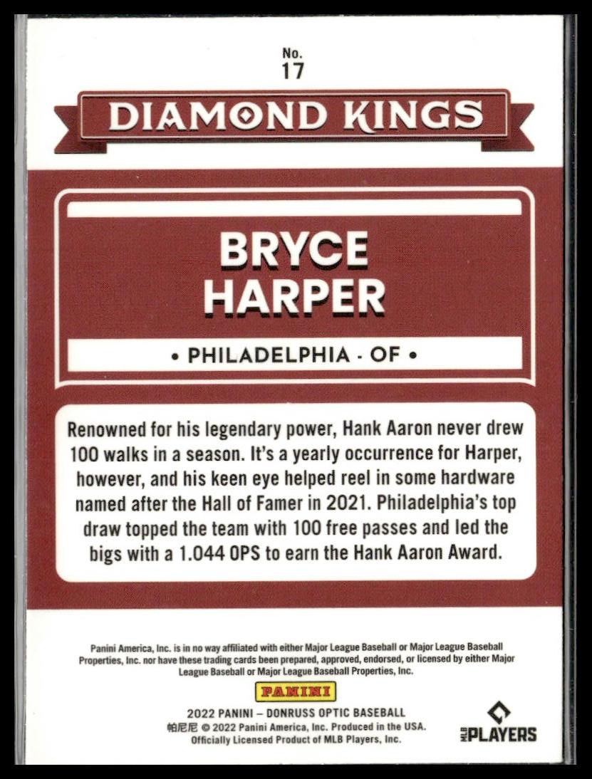 Bryce Harper #17 2022 Donruss Optic Philadelphia Phillies