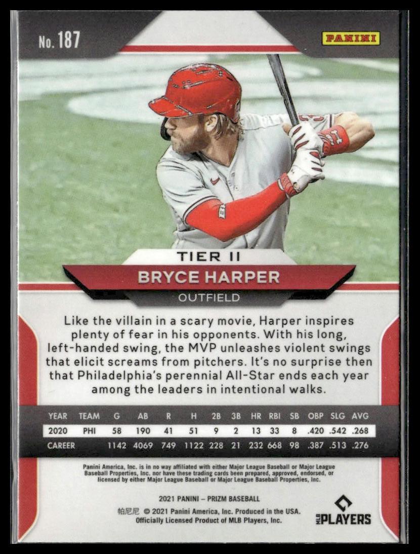 Bryce Harper #187 2021 Panini Prizm Philadelphia Phillies
