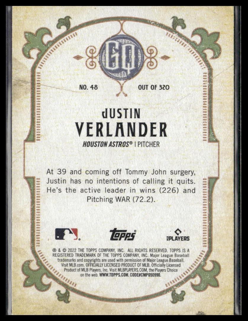 Justin Verlander #48 2022 Topps Gypsy Queen Houston Astros