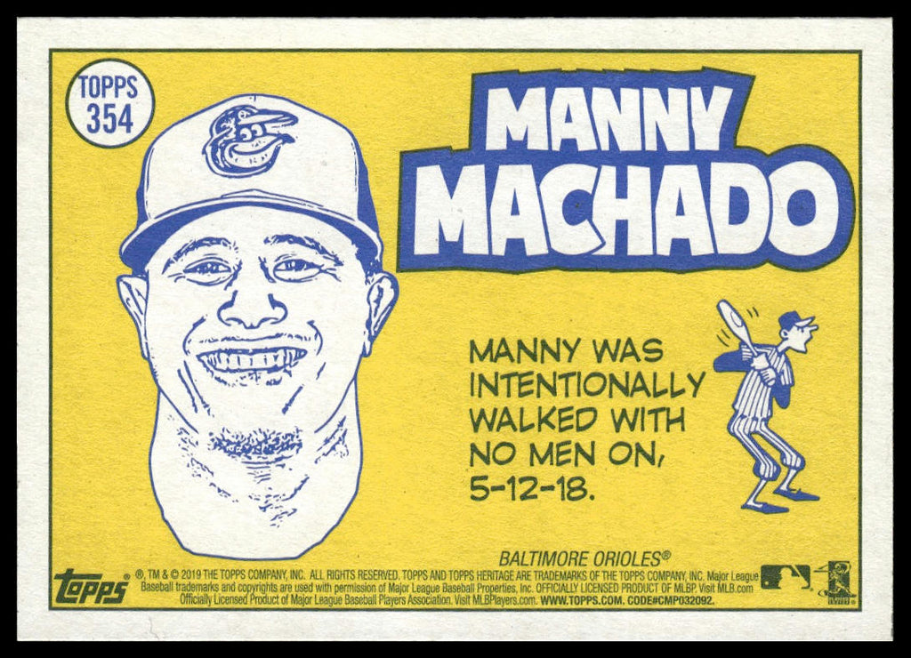 Manny Machado #354 2019 Topps Heritage Baltimore Orioles