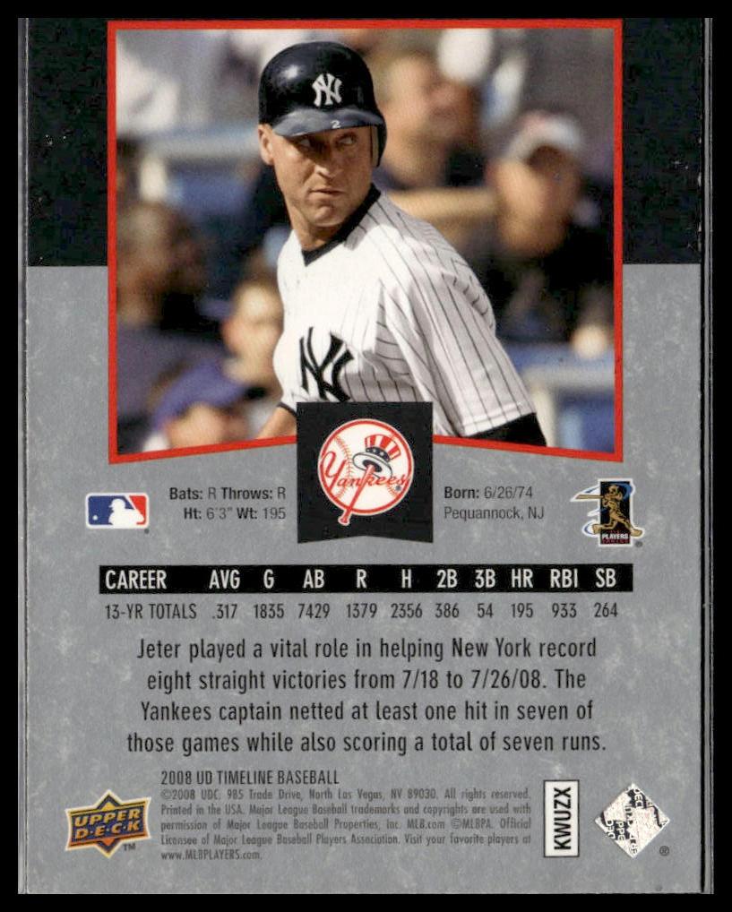 Derek Jeter #28 2008 Upper Deck Timeline New York Yankees