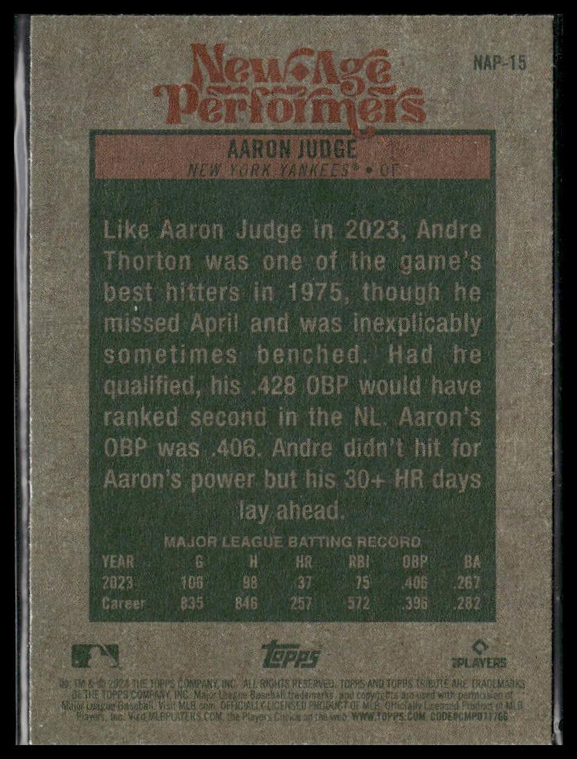 Aaron Judge #NAP-15 New Age Performers 2024 Topps Heritage New York Yankees