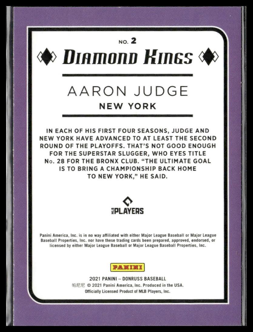 Aaron Judge #2 2021 Donruss New York Yankees