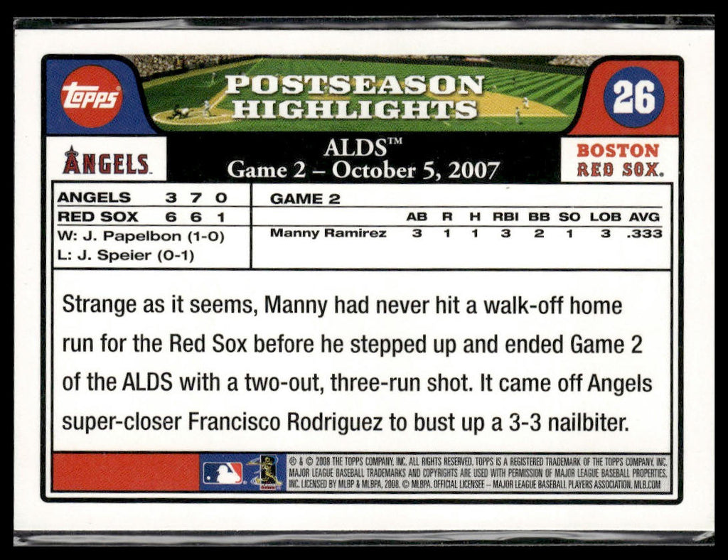 Manny Ramirez #26 2008 Topps Boston Red Sox