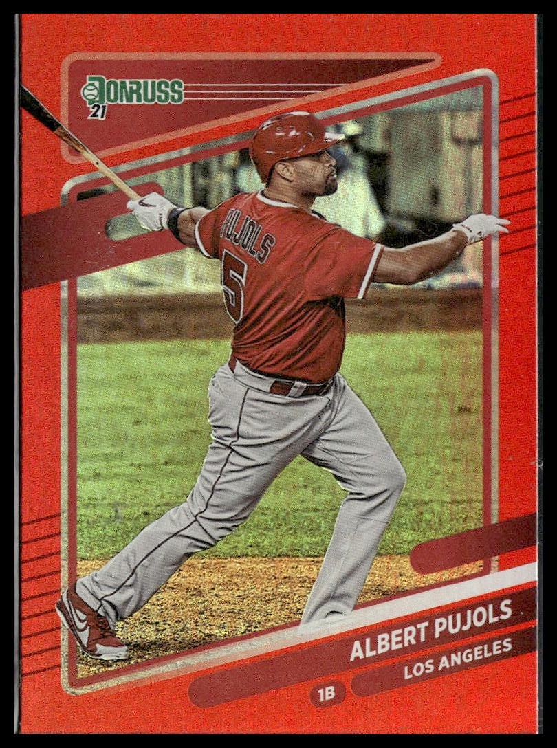 Albert Pujols #70 Holo Red 2021 Donruss Los Angeles Angels
