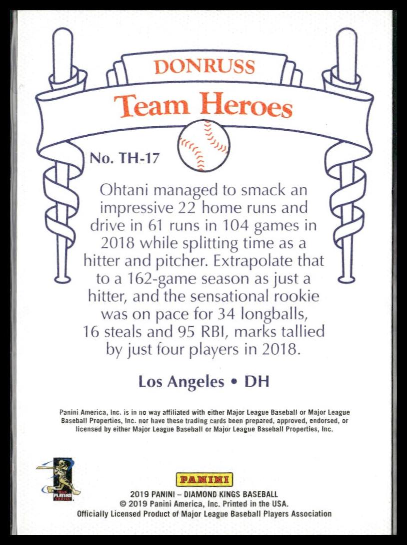 Shohei Ohtani #TH-17 Team Heroes 2019 Panini Diamond Kings Los Angeles Angels