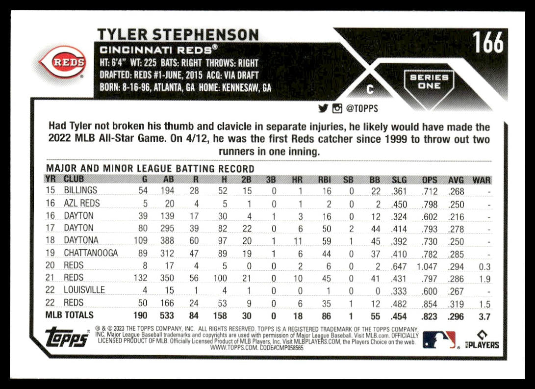 Tyler Stephenson #166 2023 Topps Cincinnati Reds