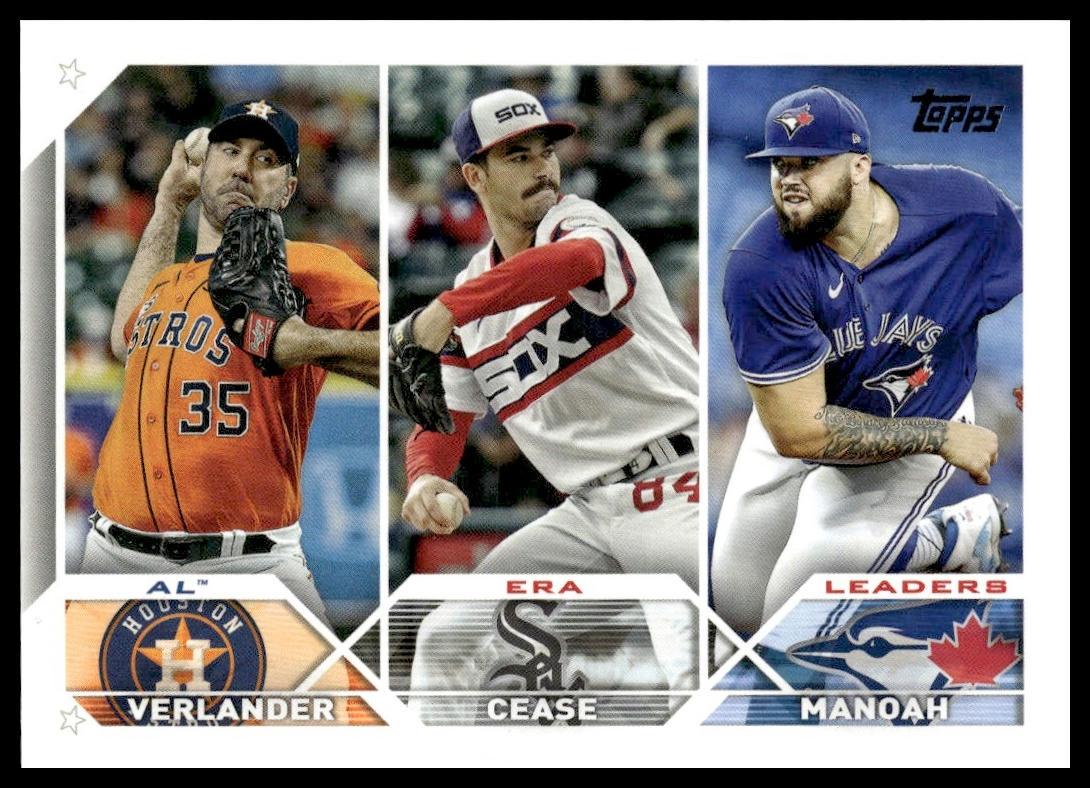 AL ERA Leaders (Justin Verlander / Dylan Cease / Alek Manoah) #311 2023 Topps