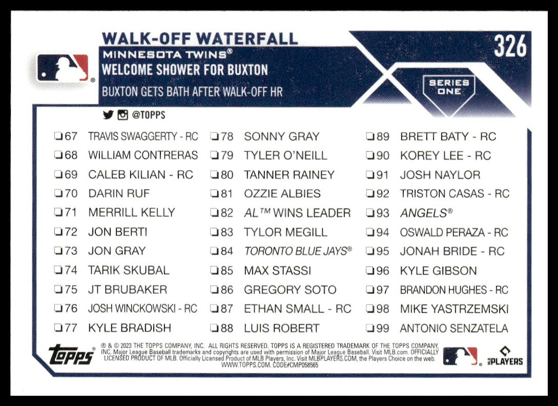 Walk-off Waterfall #326 2023 Topps Minnesota Twins