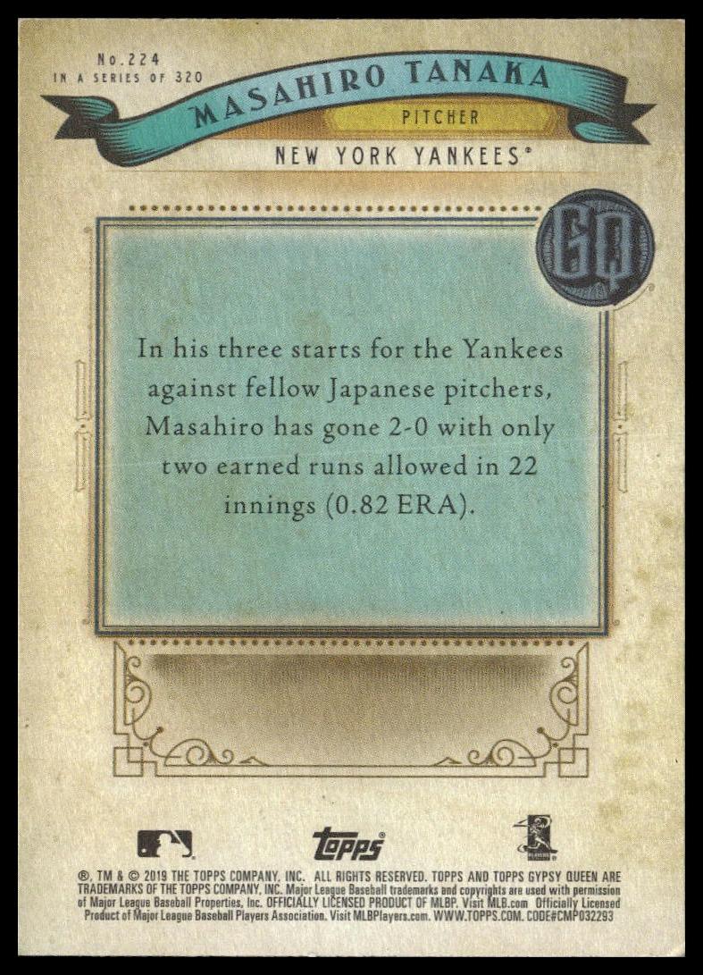 Masahiro Tanaka #224 2019 Topps Gypsy Queen New York Yankees
