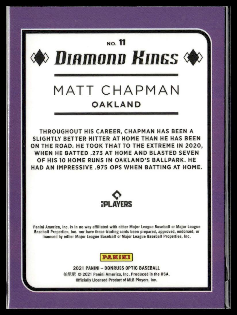 Matt Chapman #11 Holo Purple 2021 Donruss Oakland Athletics