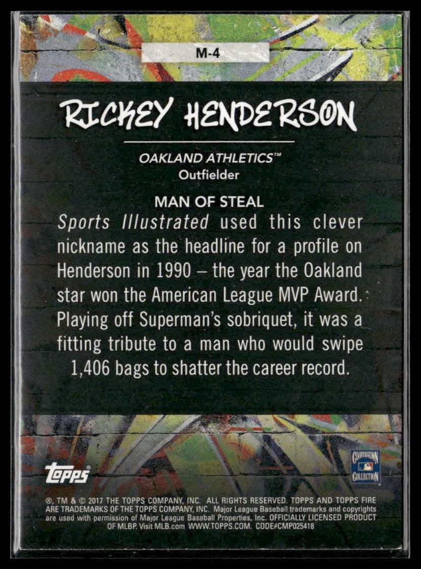 Rickey Henderson #M-4 Monikers Gold Minted 2017 Topps Fire Oakland Athletics