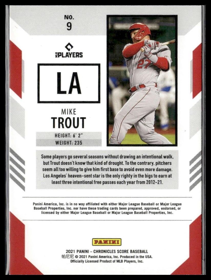 Mike Trout #9 Score 2021 Panini Chronicles Los Angeles Angels