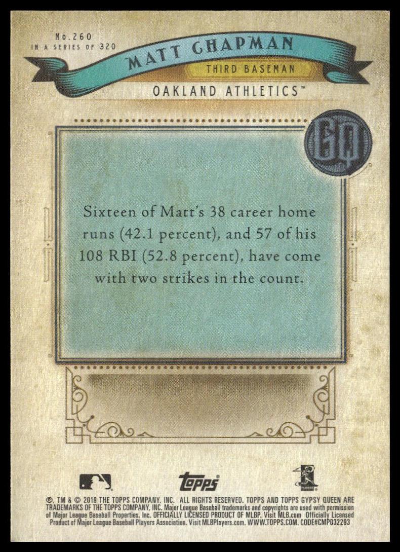 Matt Chapman #260 2019 Topps Gypsy Queen Oakland Athletics