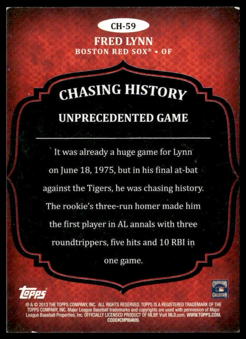 Fred Lynn #CH-59 Chasing History Silver Foil 2013 Topps Boston Red Sox