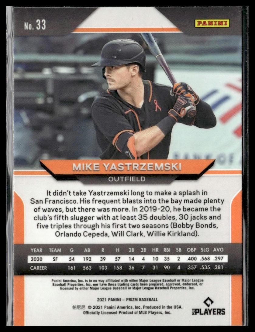 Mike Yastrzemski #33 2021 Panini Prizm San Francisco Giants