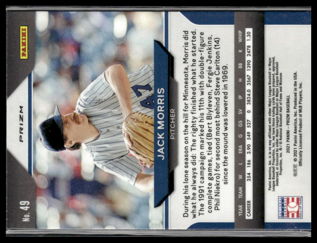 Jack Morris #49 Red/White/Blue Prizm 2021 Panini Prizm Minnesota Twins