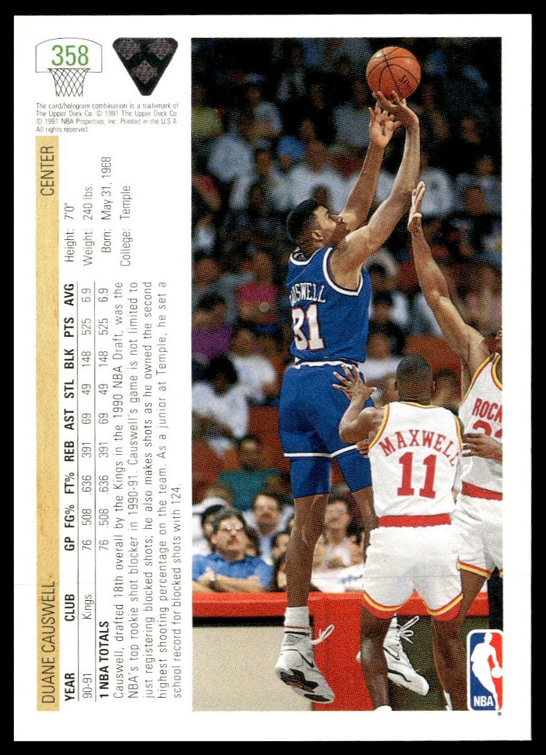 Duane Causwell #358 1991-92 Upper Deck Sacramento Kings RC