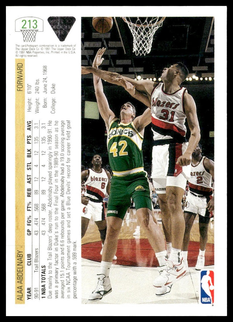 Alaa Abdelnaby #213 1991-92 Upper Deck Portland Trail Blazers RC