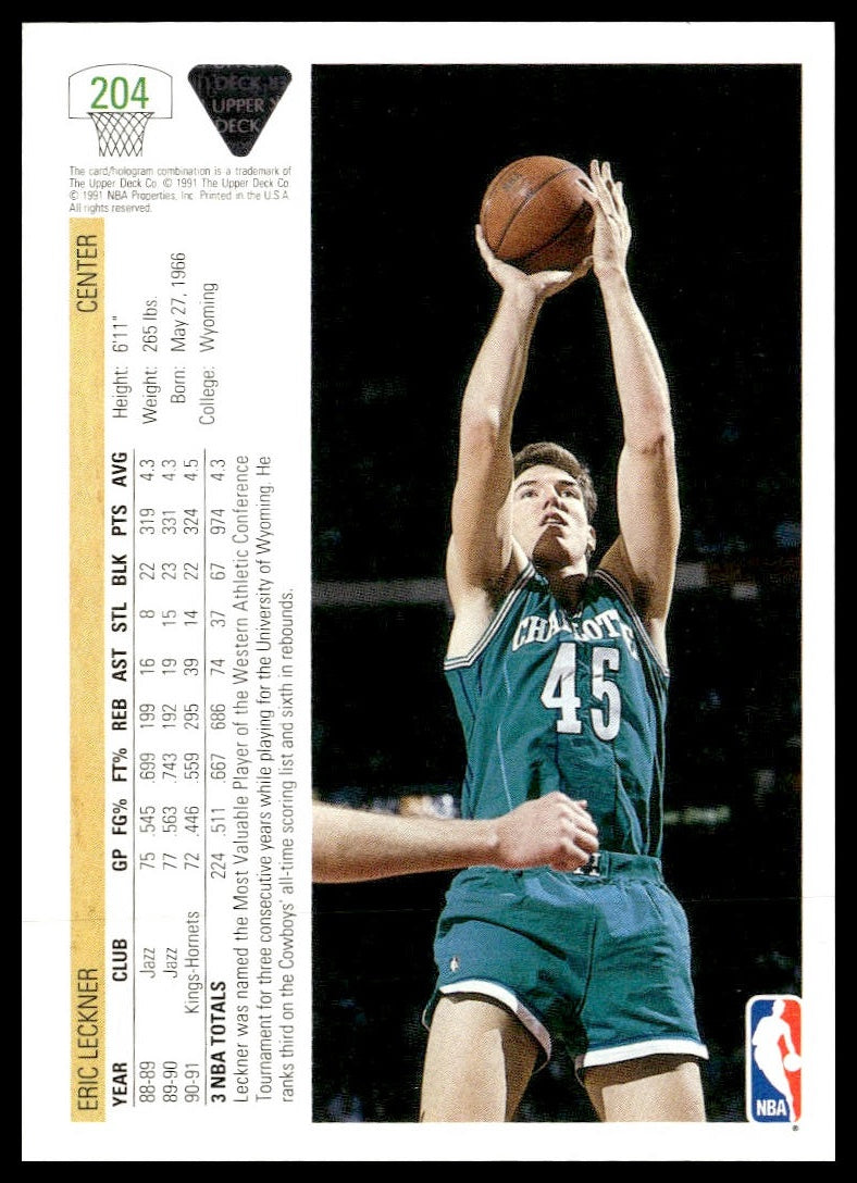 Eric Leckner #204 1991-92 Upper Deck Charlotte Hornets