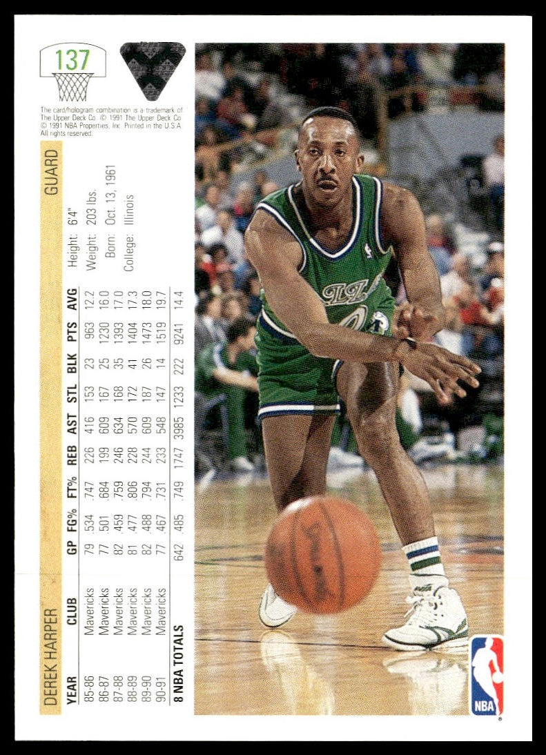 Derek Harper #137 1991-92 Upper Deck Dallas Mavericks