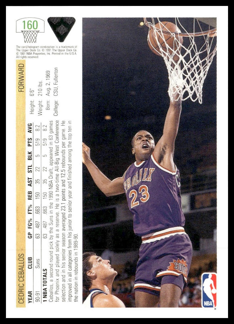 Cedric Ceballos #160 1991-92 Upper Deck Phoenix Suns