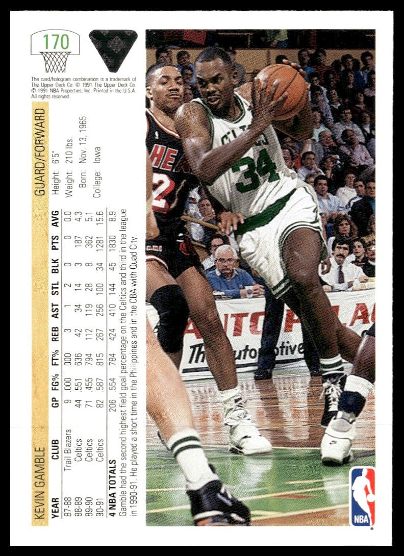 Kevin Gamble #170 1991-92 Upper Deck Boston Celtics