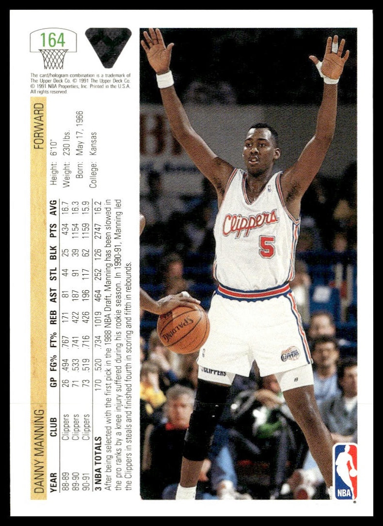 Danny Manning #164 1991-92 Upper Deck Los Angeles Clippers