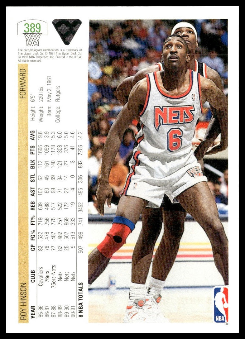Roy Hinson #389 1991-92 Upper Deck New Jersey Nets