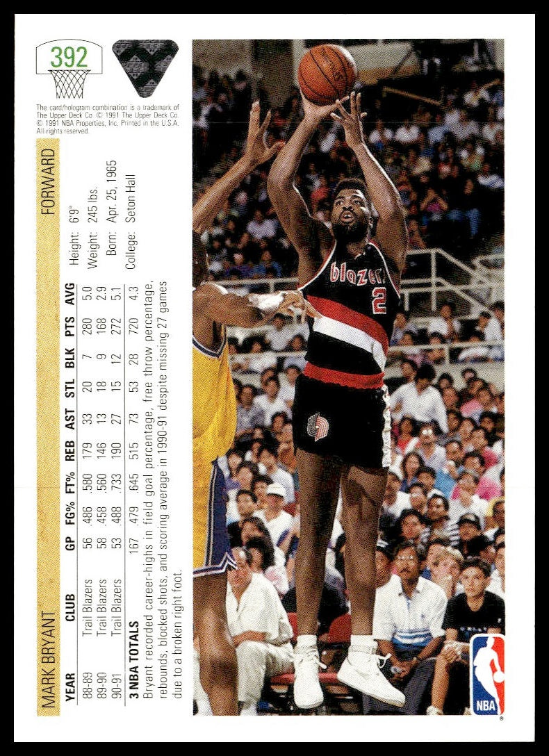 Mark Bryant #392 1991-92 Upper Deck Portland Trail Blazers