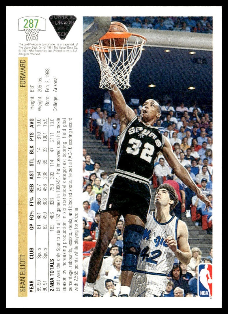 Sean Elliott #287 1991-92 Upper Deck San Antonio Spurs