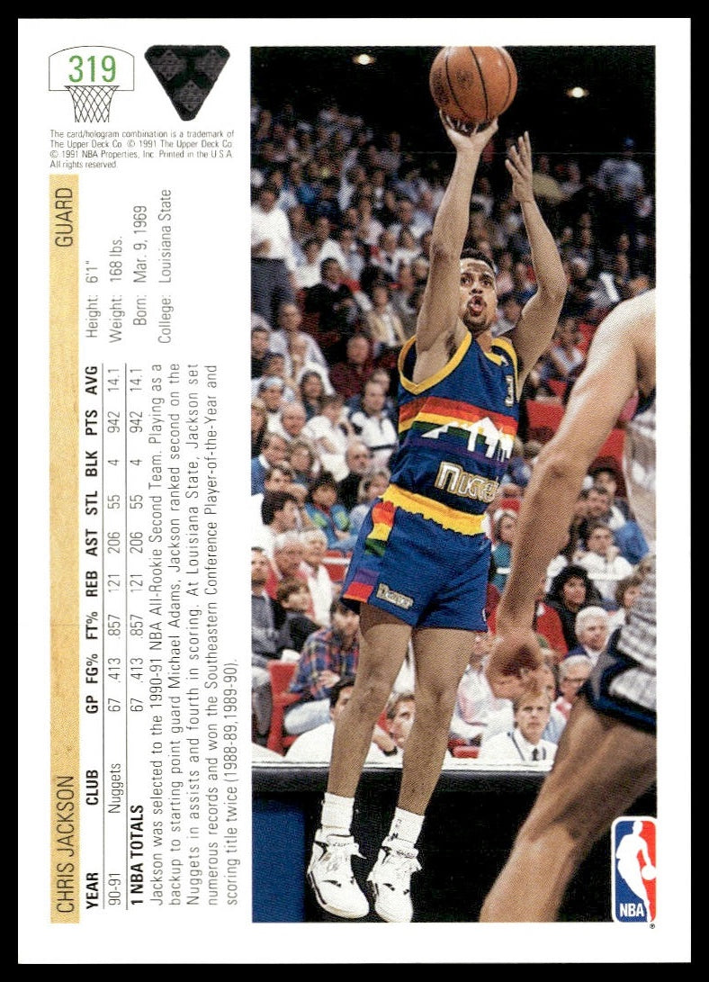 Chris Jackson #319 1991-92 Upper Deck Denver Nuggets