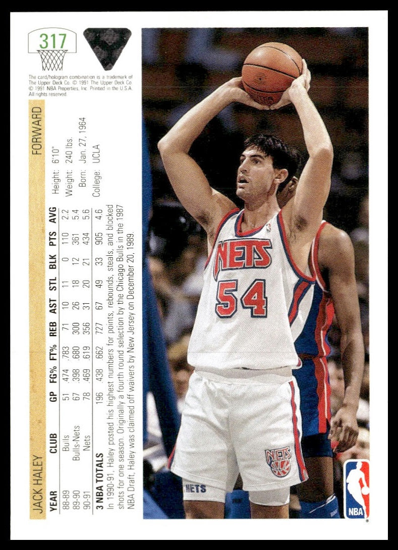 Jack Haley #317 1991-92 Upper Deck New Jersey Nets