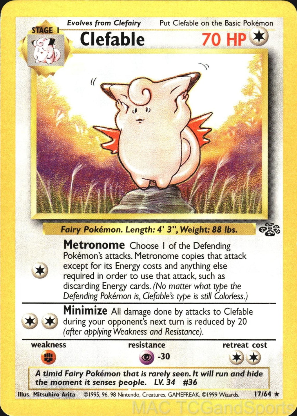 Clefable 17/64 Unlimited Jungle Pokemon TCG LP