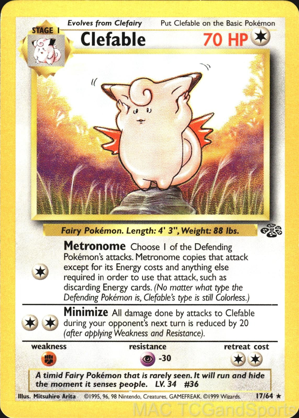 Clefable 17/64 Unlimited Jungle Pokemon TCG LP