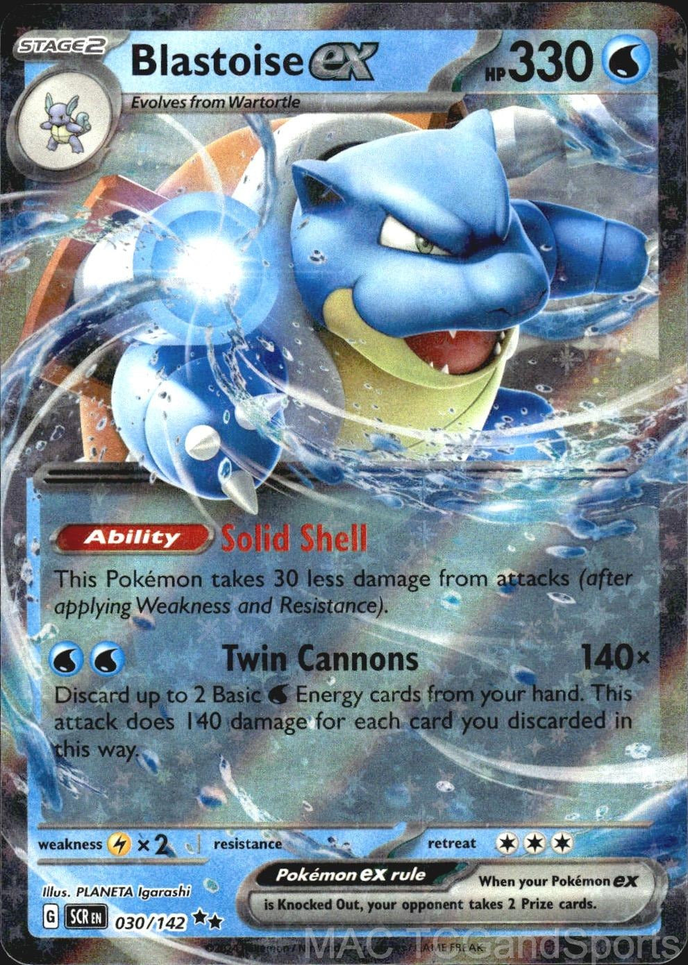Blastoise ex 030/142 Holo Stellar Crown Pokemon TCG NM