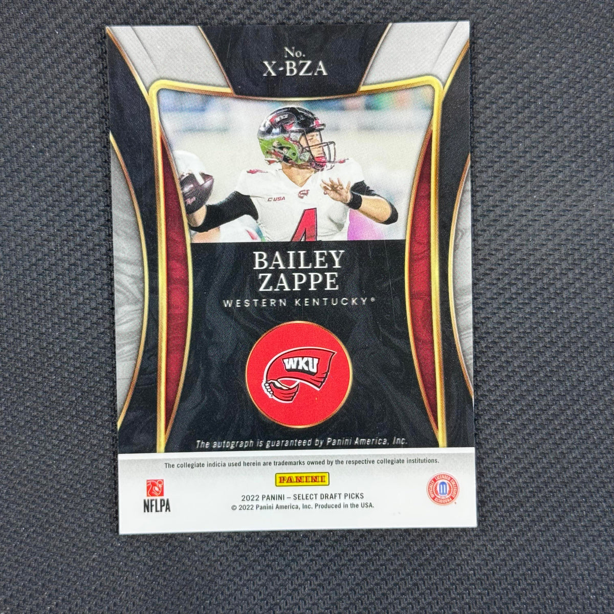 Bailey Zappe #X-BZA X-Factor Signatures 2022 Panini Select Draft Picks Auto