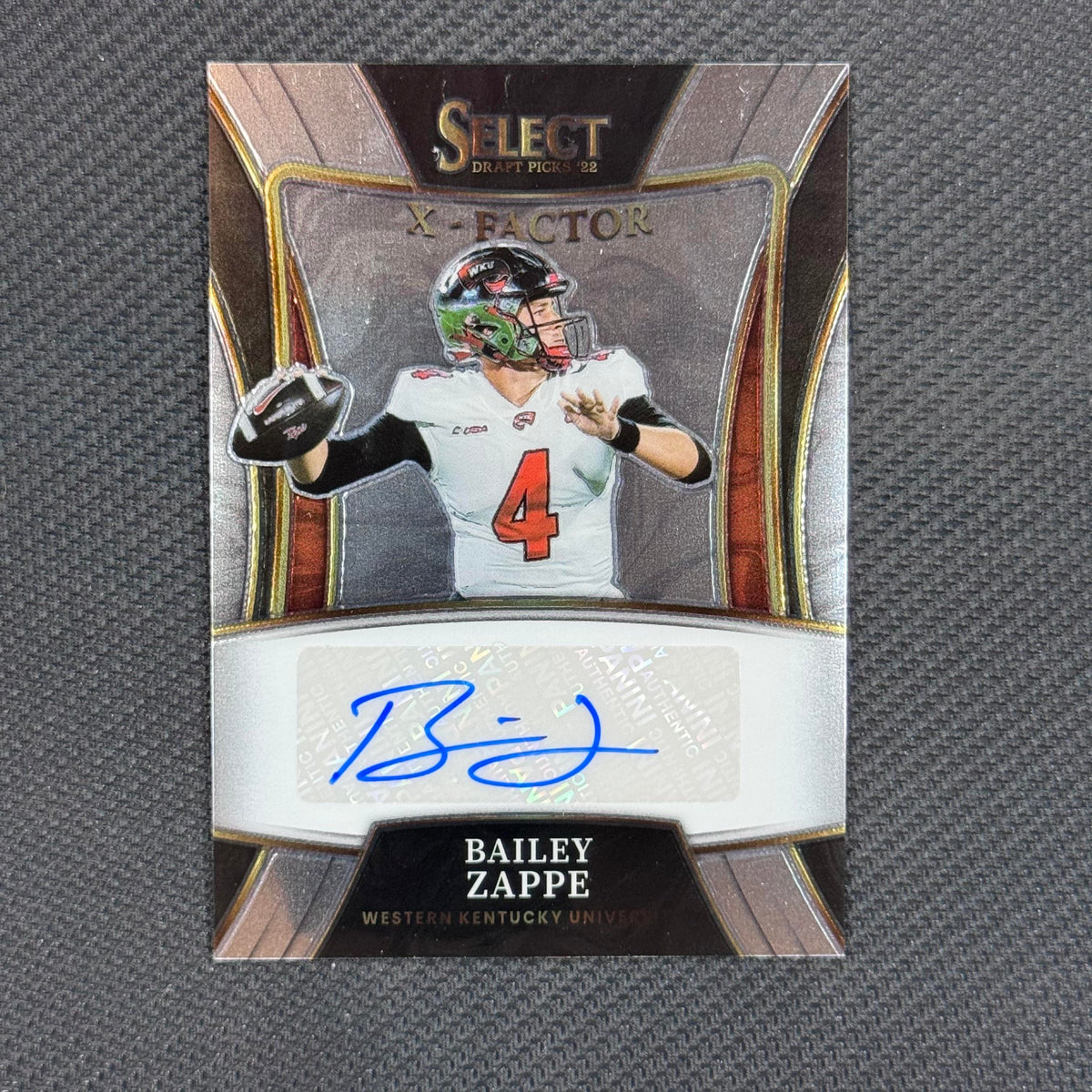 Bailey Zappe #X-BZA X-Factor Signatures 2022 Panini Select Draft Picks Auto