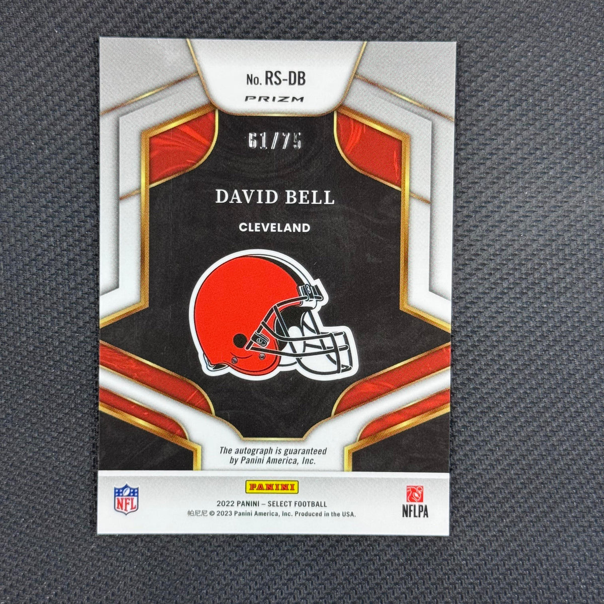 David Bell #RS-DB Blue Prizm 2022 Panini Select #/75 Auto Cleveland Browns