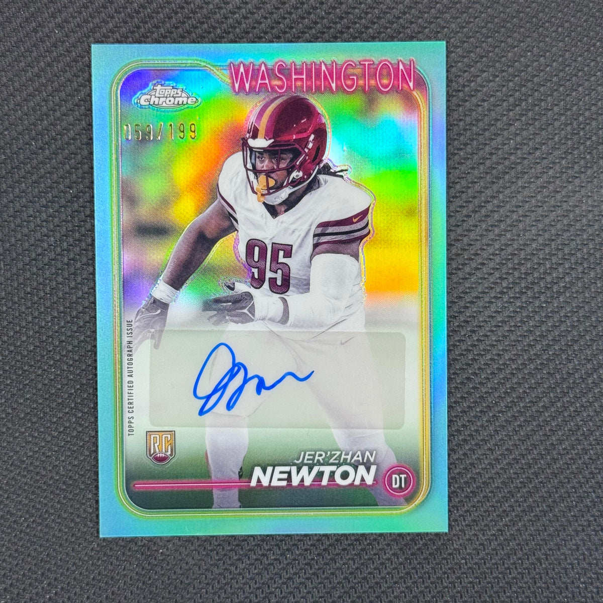 Jer'Zhan Newton #RA-JNE Aqua Sonar Refractor 2024 Topps Chrome #/199 Auto