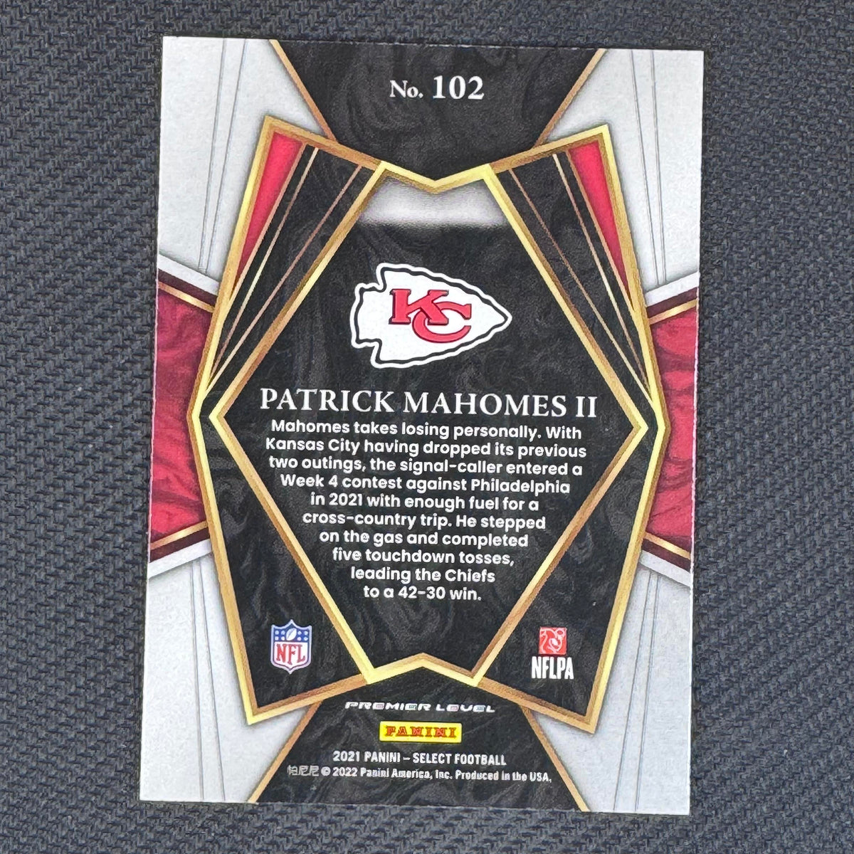 Patrick Mahomes II #102 2021 Panini Select Kansas City Chiefs