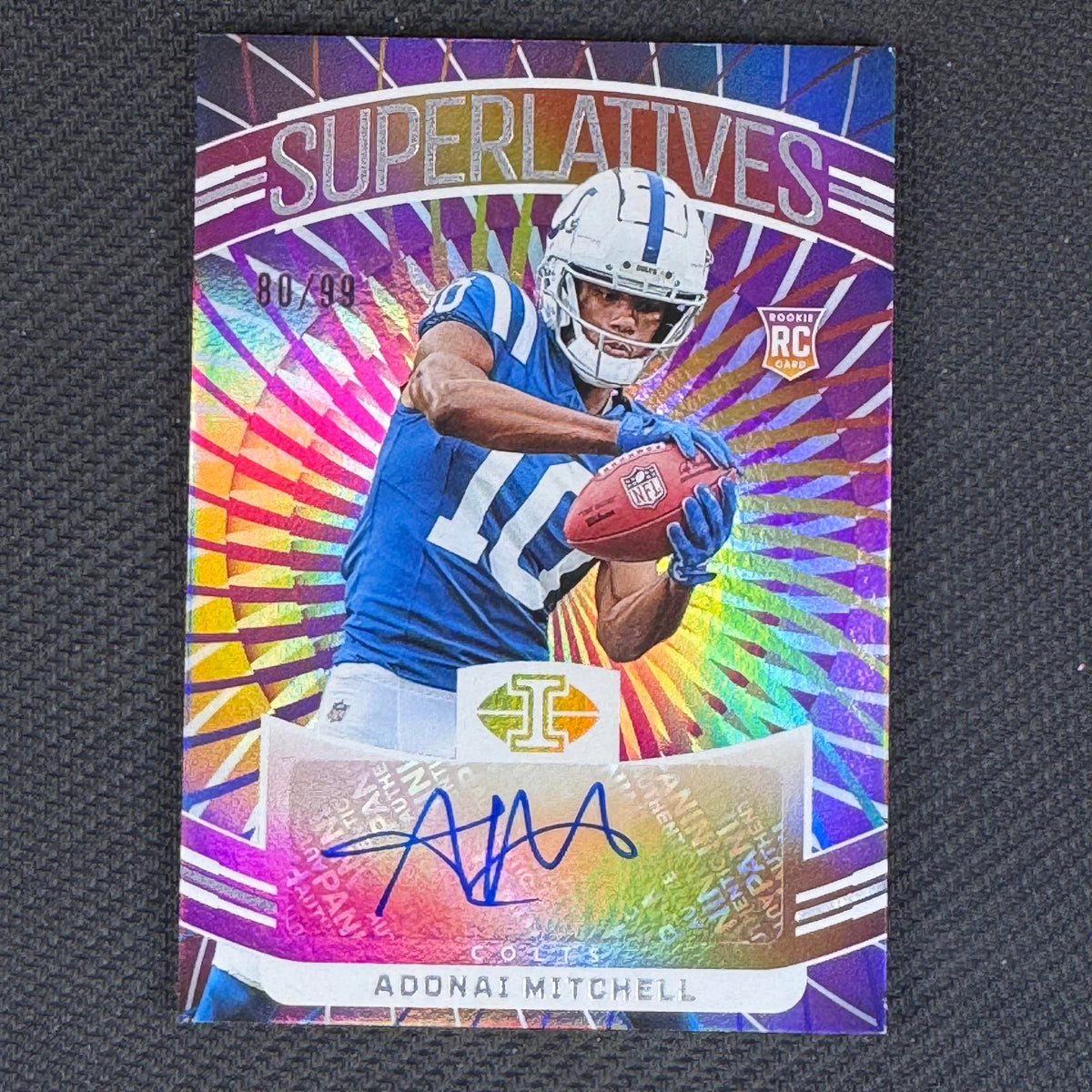Adonai Mitchell #S-AML Superlatives 2024 Panini Illusions #/99 Auto Colts